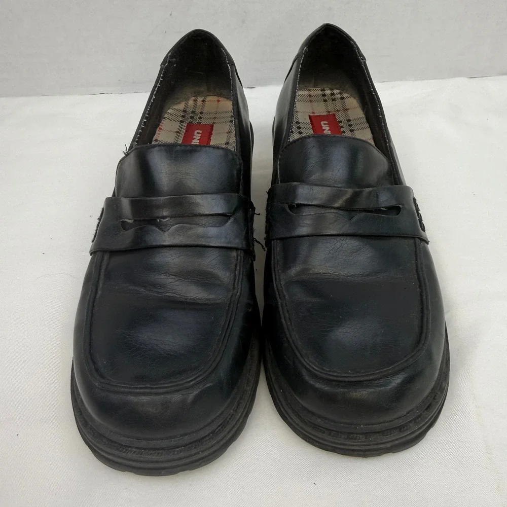 Unionbay Penney-U Black Chunky Lug Sole Penny Loafers Y2K 90s Style Womens 6M